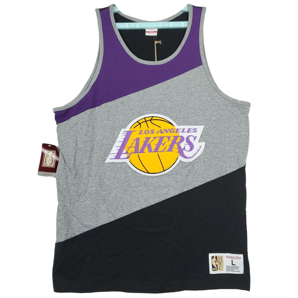 LA Lakers Mitchell & Ness NBA L Large Tank Top‎ Black Gray Purple NWT